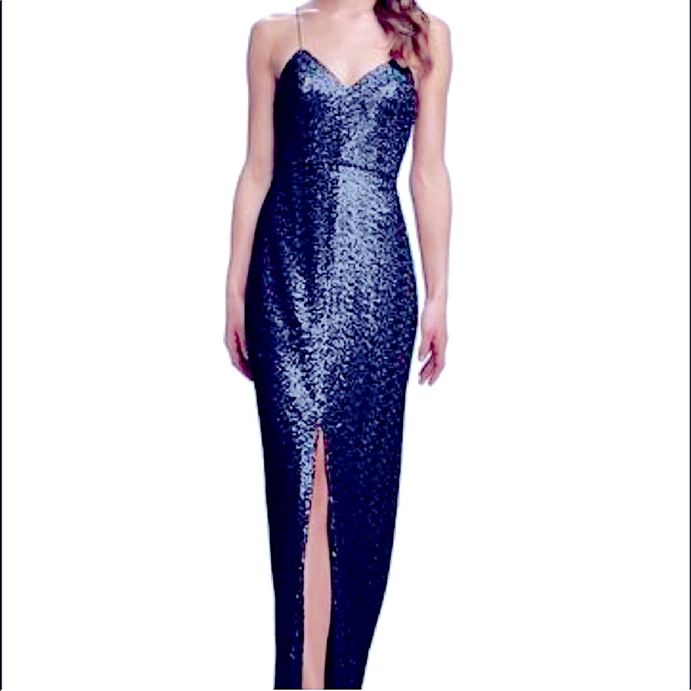 Like new navy sequin amsale Samantha gown